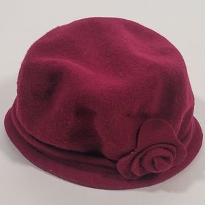 Parkhurst Spencer 100% wool cloche hat Rosy Red Made in Canada